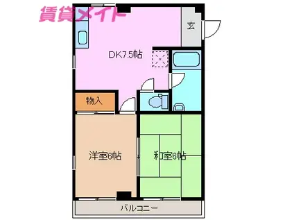 コーポ沢田(2DK/2階)の間取り写真