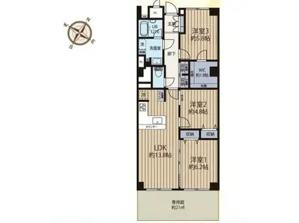 京成サンコーポ小岩(3LDK/1階)の間取り写真