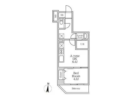 ラヴィエール錦糸公園(1DK/7階)の間取り写真