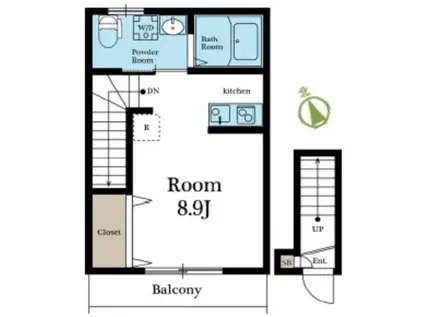 HARMONIC PLACE(ワンルーム/2階)の間取り写真