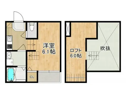 MODERN PALAZZO 福田町A(1SK/2階)の間取り写真