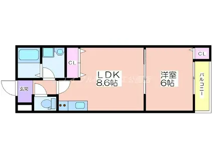 EIJU粉浜駅前(1LDK/3階)の間取り写真