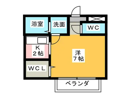 サンボナール(1K/1階)の間取り写真