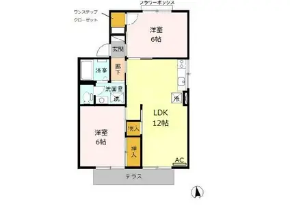 セジュール野田 B(2LDK/1階)の間取り写真