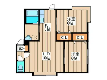 レーベン月寒(2LDK/2階)の間取り写真