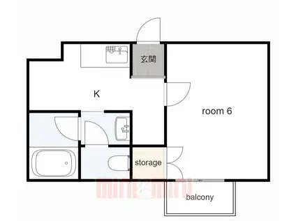 名谷ヴィレッジ(1K/2階)の間取り写真