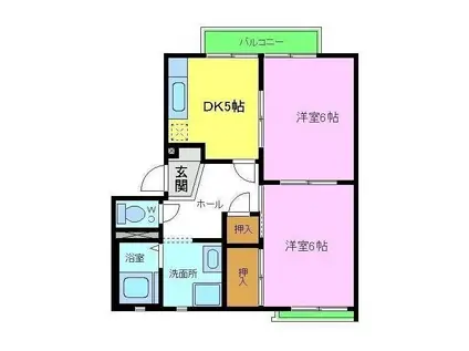 ドミール大美野(2K/2階)の間取り写真