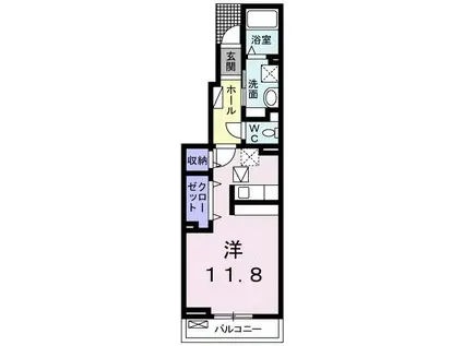 グランデ・プリムラB(ワンルーム/1階)の間取り写真