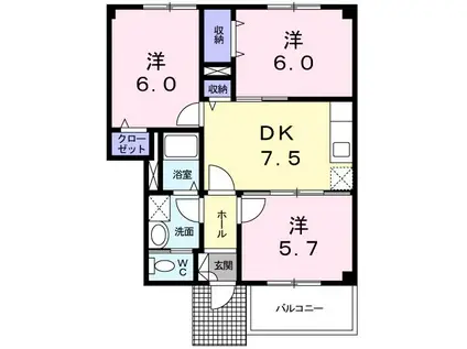 チェリータウン(3DK/1階)の間取り写真