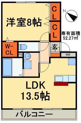 リビングタウン稲毛の杜C(1LDK/2階)の間取り写真