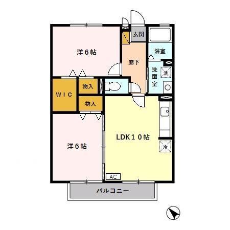 リビングタウン西寺方町(2LDK/2階)の間取り写真