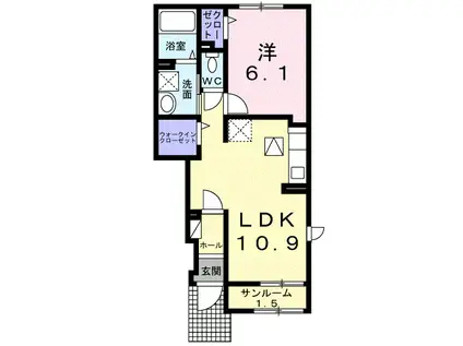 アイ シー ザ ライト I 1LDKHSW(1LDK/1階)の間取り写真