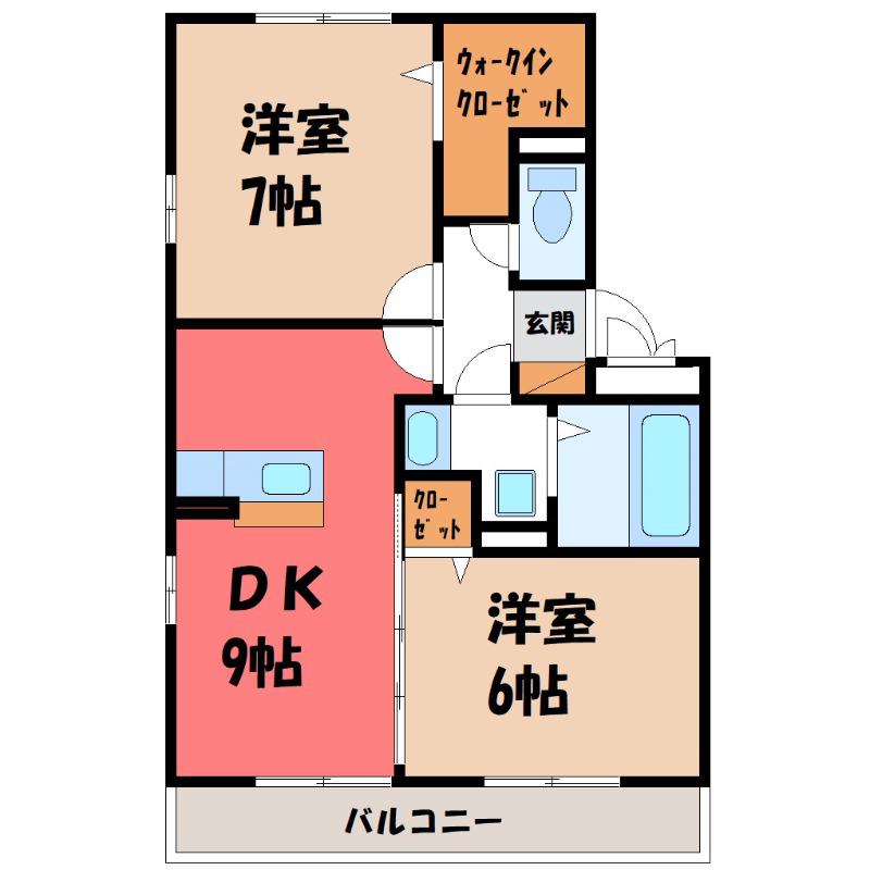 フェアリーテイル(2DK/1階)の間取り写真