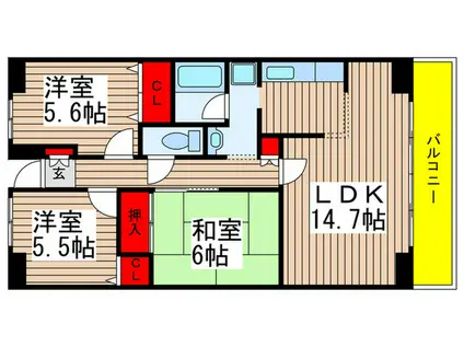 ルーチェ緑が丘(3LDK/2階)の間取り写真