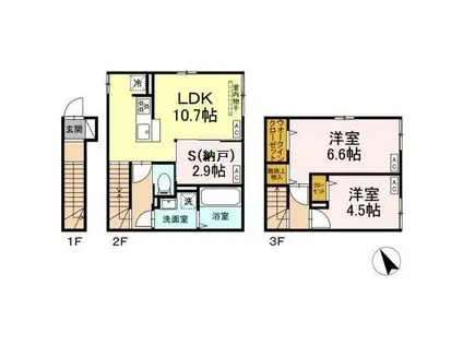 セレスティア柴又IV(2LDK/2階)の間取り写真
