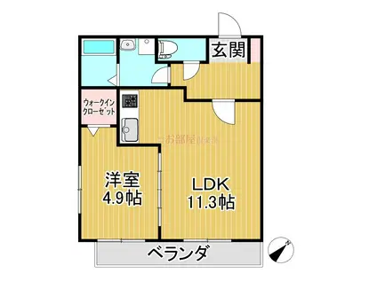 ベルソレイユII(1LDK/2階)の間取り写真