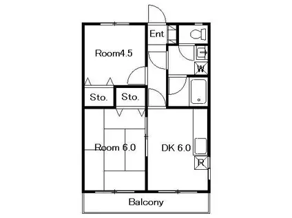 HILL SIDE III(2DK/2階)の間取り写真