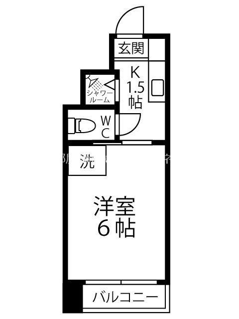MIN若葉(1K/1階)の間取り写真