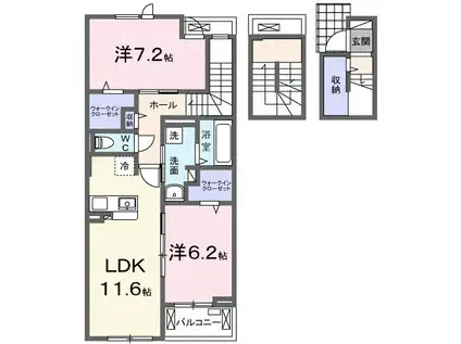 ルミナーレ・光(2LDK/3階)の間取り写真