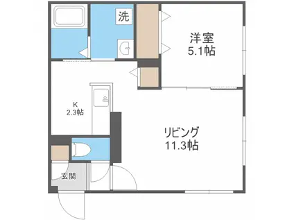 プラン・ドゥ・ボヌール(1LDK/4階)の間取り写真