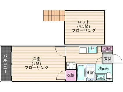 中長コーポ井尻(1K/1階)の間取り写真