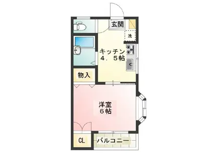 セントライト(1K/2階)の間取り写真