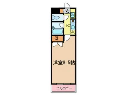 ヤマゼンロイヤルパレス(1K/4階)の間取り写真