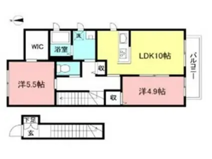 メゾンリヴィエール(2LDK/2階)の間取り写真