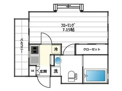 ラ ヴィータ(1K/4階)の間取り写真