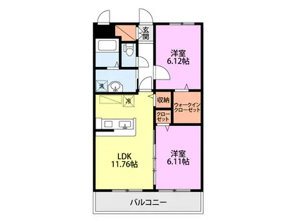 グラシア(2LDK/3階)の間取り写真