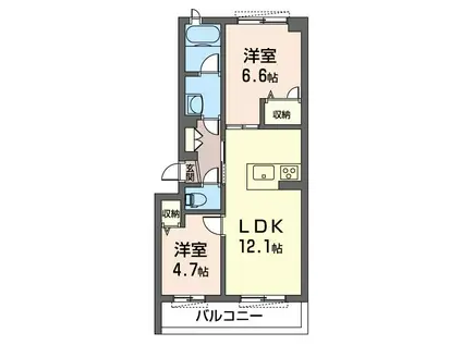 アンビエラ(2LDK/3階)の間取り写真