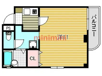 ローズスクエア春日(1K/1階)の間取り写真