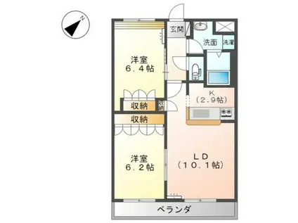 ハピネスガーデン(2LDK/1階)の間取り写真