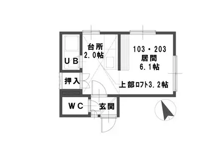 ルミエールセゾン(ワンルーム/1階)の間取り写真