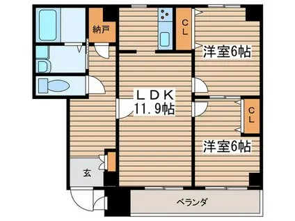 クレアール・ミナミ(2LDK/1階)の間取り写真