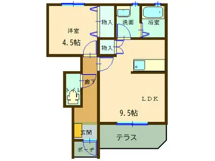 パルティール(1LDK/1階)の間取り写真