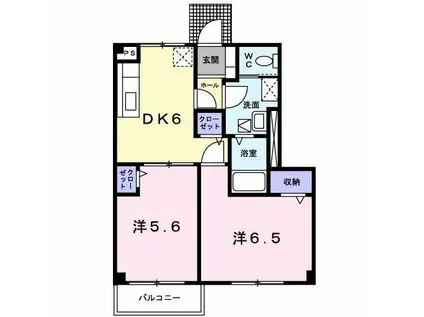 フォンティーヌ(2DK/1階)の間取り写真