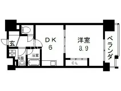 布施ハイライン(1DK/7階)の間取り写真