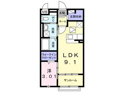 ベル エトワール(1LDK/1階)の間取り写真