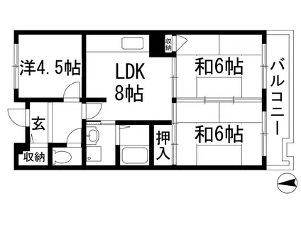 アルビス寺本4号棟(3LDK/5階)の間取り写真