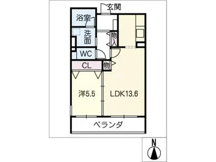 CALM TRES(1LDK/1階)の間取り写真