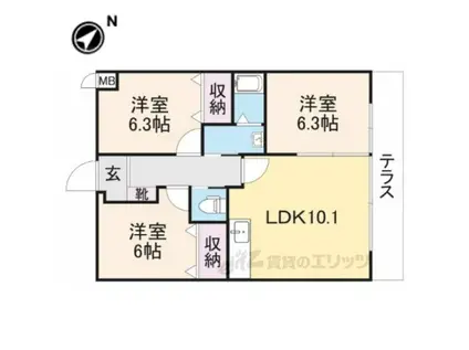 ボアソルチ(3LDK/4階)の間取り写真
