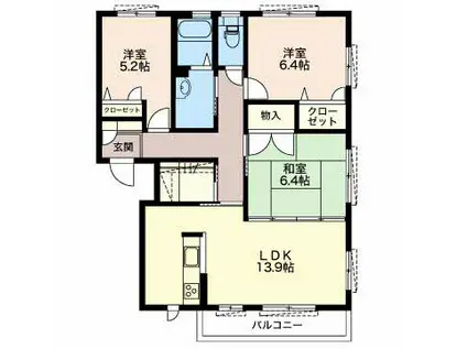 クレール(3LDK/1階)の間取り写真