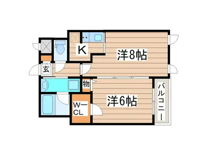 グランビュー晩翠通(1LDK/4階)の間取り写真