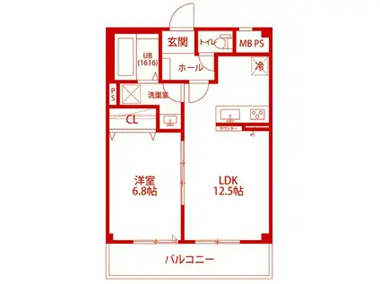 アンプルールフェール梶が谷(1LDK/2階)の間取り写真