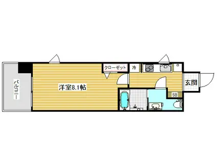 アドバンス三宮Ⅴソレイユ(1K/8階)の間取り写真