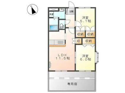 MS SQUARE(2LDK/1階)の間取り写真