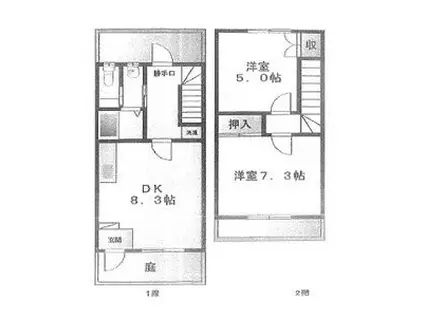 Rハウス仏生寺(2DK/1階)の間取り写真