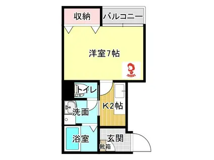 シャトーアベニール(1K/5階)の間取り写真