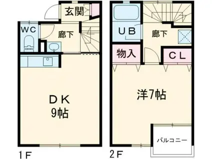 コーポ沖ノ内A(1DK/1階)の間取り写真